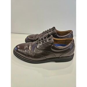 Florsheim Bristow Mens Dark Burgundy Leather Wingtip Oxford Shoes 12015-601 8D